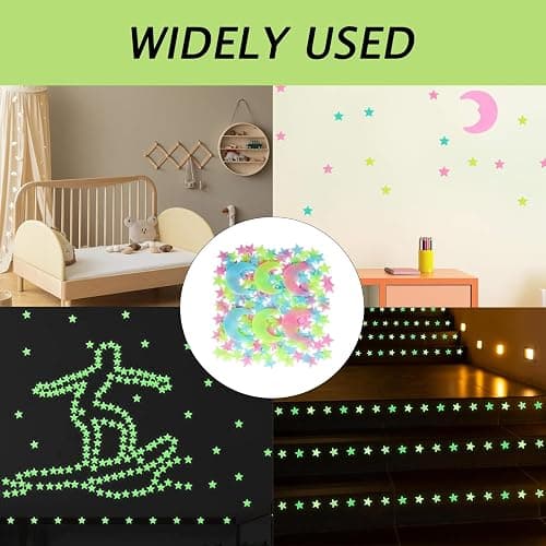 200 Pcs Glow in The Dark Stars,Realistic Stars for Ceiling,Large 3D Glowing Wall Decor for Fantastic Wall Star Stickers Bedroom，Wall & Ceiling Room Decor for Boys and Girls thumbnail 7