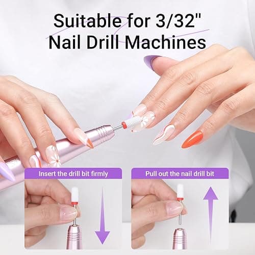 MelodySusie 21pcs Nail Drill Bit Set with Portable Holder Case, 3/32'' Ceramic Diamond Carbide Acrylic Gel Nail Art Tool Kit, Cuticle Remover Bit for Acrylic Dip Powder, Manicure Pedicure, Salon Home thumbnail 9