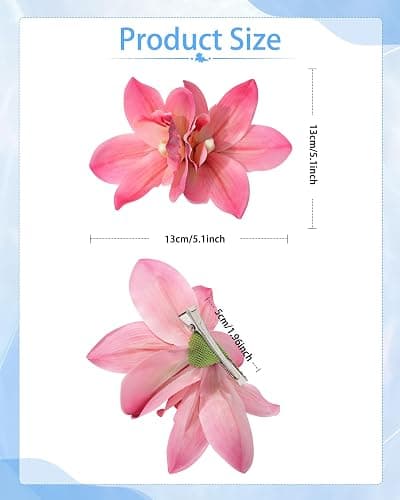 WELROG 3 Pieces Hawaiian Flower Hair Clips for Women - Artificial Tropical Flower Hair Pin Orchid Beach Party Wedding thumbnail 3