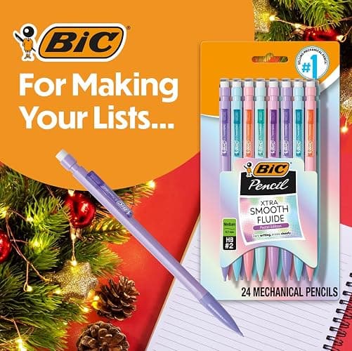 BIC Extra Smooth Pastel Mechanical Pencil, 0.7 mm Medium Point, Smooth and Dark Writing, 24-Count Pack thumbnail 2