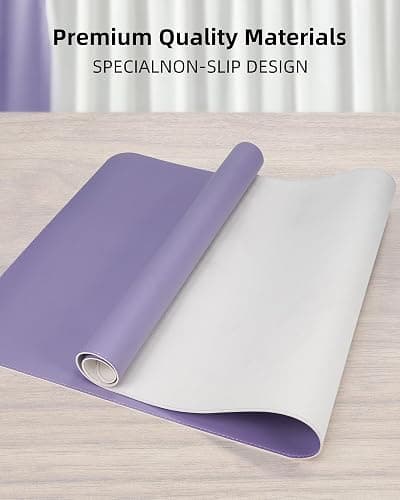 Leather Desk Pad Protector, Purple Desk pad, Office Desk Mat, Non-Slip PU Leather Desk Blotter, Laptop Desk Pad, Waterproof Desk Writing Pad for Office and Home (Light Purple, 31.5" x 15.7") thumbnail 4