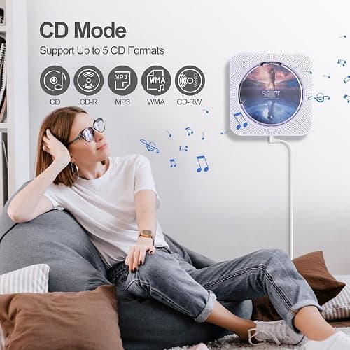 MICOCIOUS Portable CD Player with Bluetooth Desktop CD Player for Home CD Music Players with Remote Control,Timer,Built-in Dual Speakers with LED Display Home Audio Boombox FM Radio (Purple) thumbnail 3