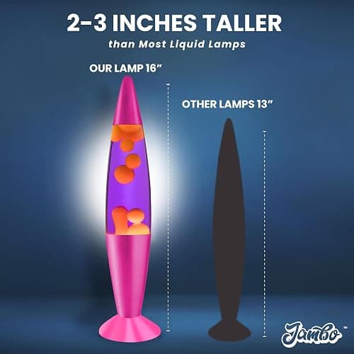 JAMBO 16" Beautiful Lamp- Purple with Yellow/Orange Wax, Relaxing Liquid Light, Night Light Nightlight, Home Decor Living Room Office Bedroom Lamp for Adults Teens Kids, Magma Motion thumbnail 7