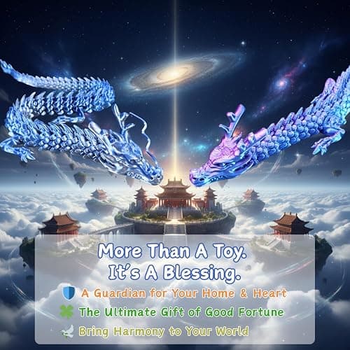 4 Pack 24 Inch Big 3D Printed Dragon Fidget Toys, Articulated Chinese Dragon Toy Figure with Gift Box, Creative Play, Home Desk Decor & Collectible Figurine, Birthday Gift for Kids, Teens & Adults (B) thumbnail 3