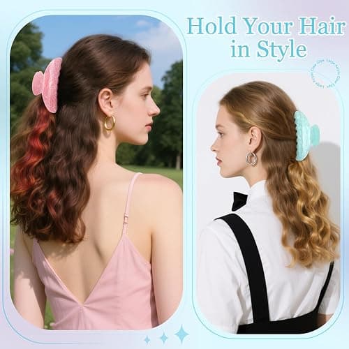 HairChrysm 4.2 Inch Large Acrylic Claw Clips, Cute Pink Blue Hair Clips Strong Hold Hair Claw Barrettes for Thick Thin Hair, 4 Pack Stylish French Hair Accessories for Women Girls thumbnail 5