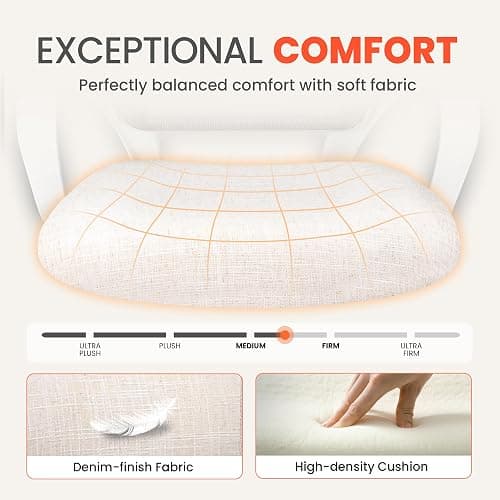 NEO Chair Office Desk Ergonomic Mesh Computer Chair with Lumbar Support Adjustable Height Swivel Rolling Wheels Comfy Mid Back Task Chair for Home Bedroom Vanity Study (Ivory) thumbnail 4