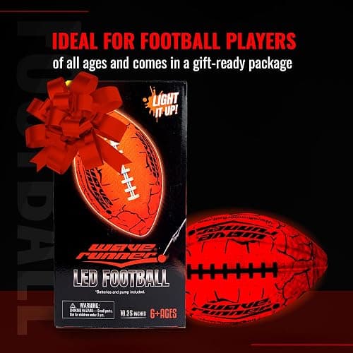 Wave Runner LED Light-Up Football - Glow in The Dark Football Games- Size 10.35 in. with Pump and Batteries Included | Perfect Football Game Gifts for Teen Boys Ages 7-15 Football Fans & Players thumbnail 6