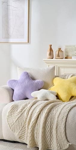 Novohive Set of 2 Throw Pillows Star Pillow Couch Pillows Decorative Pillows Bed Pillows Cute Pillows,Yellow 15" thumbnail 2