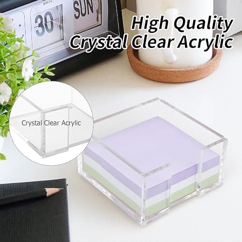 Acrylic Sticky Note Holder, 3 x 3 Crystal Clear Acrylic Notepad Holder Sticky Note Dispenser for Dorm Room and Office Desk Organizer thumbnail 4