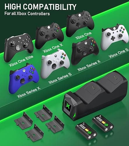 Upgraded Controller Charger Station with 2x5520mWh Rechargeable Battery Packs for Xbox One/Series X|S, Dual Charging Dock for Xbox One Battery Pack (Controller not Included) thumbnail 8