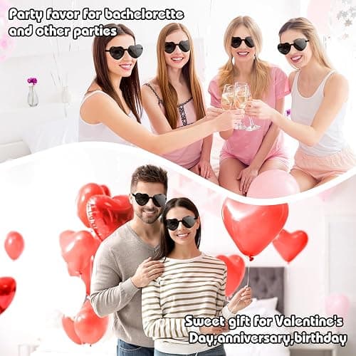 Bouiexye 12 Pack Heart Sunglasses for Women Transparent Heart Glasses for Bachelorette Birthday Party Favor Gifts thumbnail 3