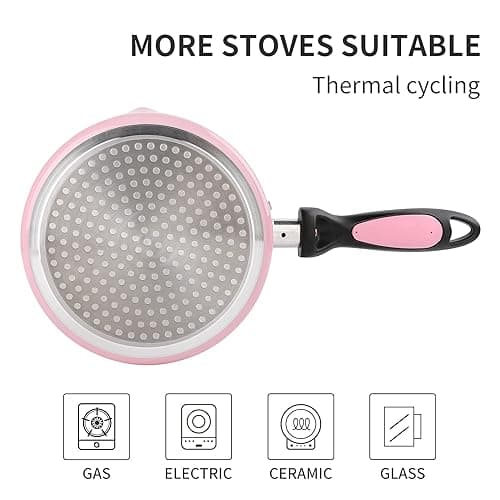 HooJay Nonstick Saucepan Set with Lid, Non Stick 1Qt & 2Qt Sauce Pan Set with Glass Lid Small Pot for Home Kitchen thumbnail 4