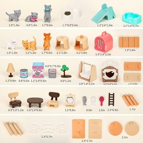 TQQFUN 43-Piece Cat Figurine Playset - Realistic Pet Care Center Role Play Toys for Kids, Toddlers, Boys and Girls thumbnail 5
