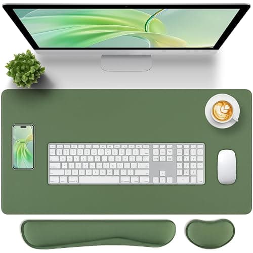 Carethos Green Desk Pad and Keyboard Wrist Rest, 3in1 Mousepad + Keyboard Wrist Rest+Mouse Wrist Rest for Home Office Table Computer Cover. (31.5×15.7,Green) - Image 1
