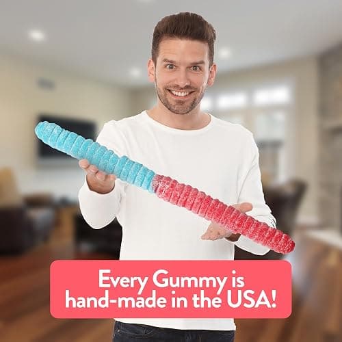 The Gummy Bear Guy | SOUR World's Largest Gummy Worm | Cherry/Blue Raspberry (Cherry/Blue Raspberry) thumbnail 4