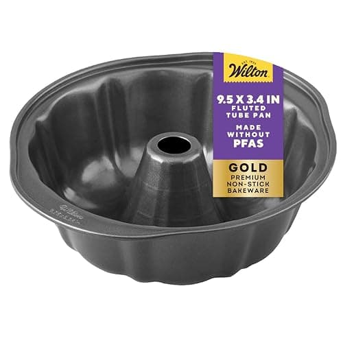 Wilton Gold Non-Stick 9.49 in Fluted Tube Cake Pan, Cold-Rolled Steel Bakeware, Made without PFAS, Packaging May Vary - Image 1
