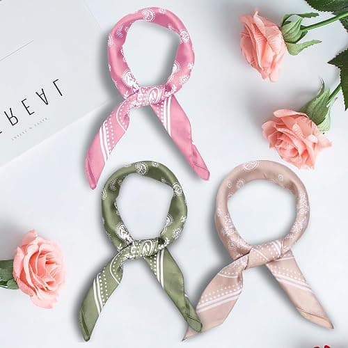DOOBO Satin Head Scarf - 27.5 Inches Silk Bandana Hair Wrap Square Scarf for Women & Girls thumbnail 5