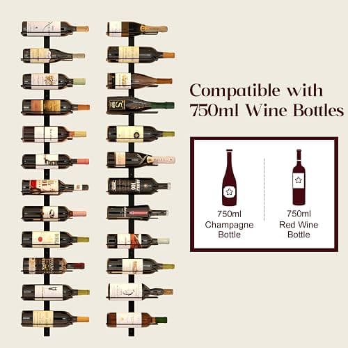 12 Bottle Wall-Mounted Wine Rack, Detachable Storage Organizer Used as One or Four, DIY Wall Hanging Bottle Holder, for Dining Room, Bar, Wine Cellar thumbnail 5