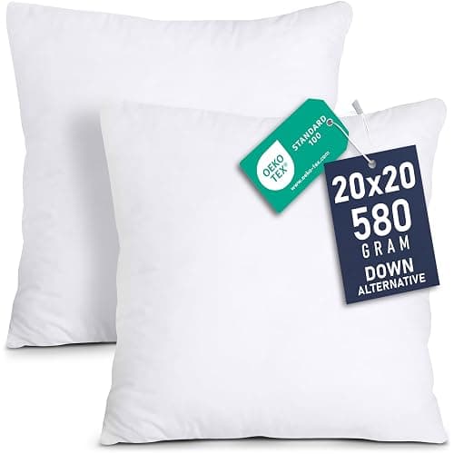 Utopia Bedding Throw Pillows Insert (Pack of 2, White) - 20 x 20 Inches Bed and Couch Pillows - Indoor Decorative Pillow - Image 1
