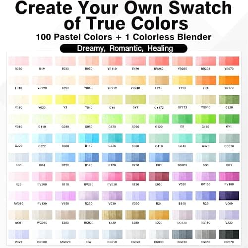 SFAIH Art Pastel Alcohol Markers Brush & Fine Tip - 101 Dreamy Colors | Seamless Blending Markers for Adult Coloring Illustration, Shoulder Strap & Storage Case, Colorless Blender, Gift for Artist thumbnail 5