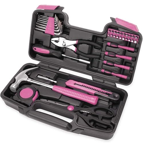 40-Piece All Purpose Household Pink Tool Kit for Girls, Ladies and Women - Includes All Essential Tools for Home, Garage, Office and College Dormitory Use - Image 1