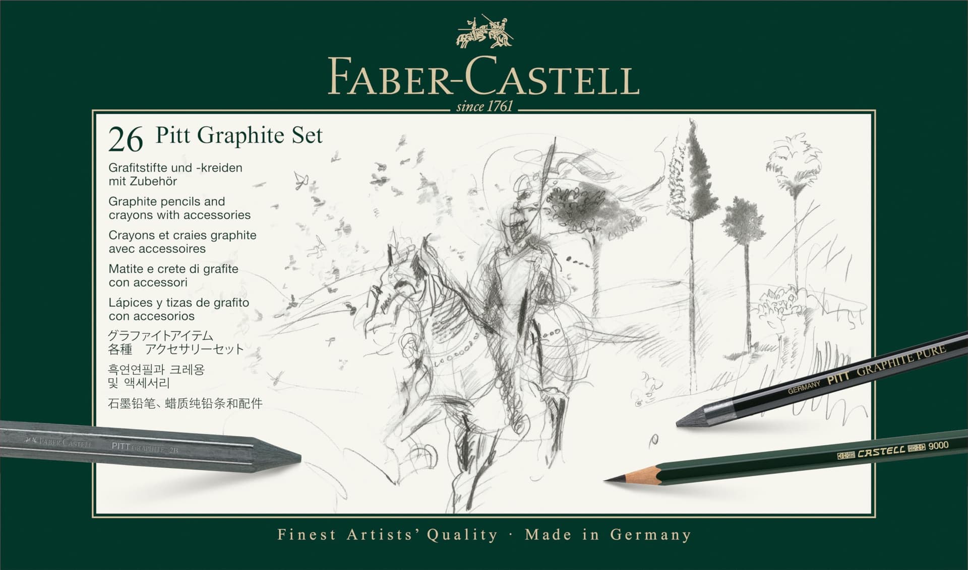 Faber-Castell 112974 - Pitt Graphite Set in Metal Case, Large, 26 Pieces thumbnail 2