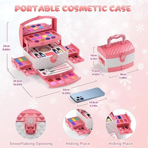 SOFIA-PERRYHOME Kids Makeup Set for Girl 56 Pcs Washable Real Cosmetic, Non-Toxic Frozen Toys Toddler Makeup Kit, Princess Dress up Christmas & Birthday Girl Gift for 3 4 5 6 7 8 9 10 11 12 Year Old Girls thumbnail 3