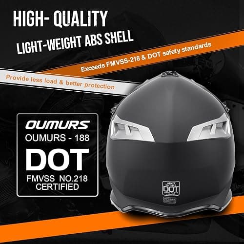 OUMURS Adult Motocross Dirt Bike Helmet with Goggle, Gloves & Mask - DOT/FMVSS-218 Off-Road Motorcycle & ATV Helmet with Adjustable Sun Visor thumbnail 7