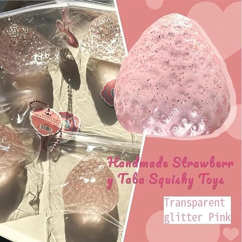2 PCS Taba Squishy, Fufu squishy, Stress Relief Toys, Soft Strawberry Toy, Sensory Fidget Toys, Cute Squeeze Toys, Gift Toys for Children and Adults to Relieve Stress and Relax (Red+Transparent) thumbnail 4