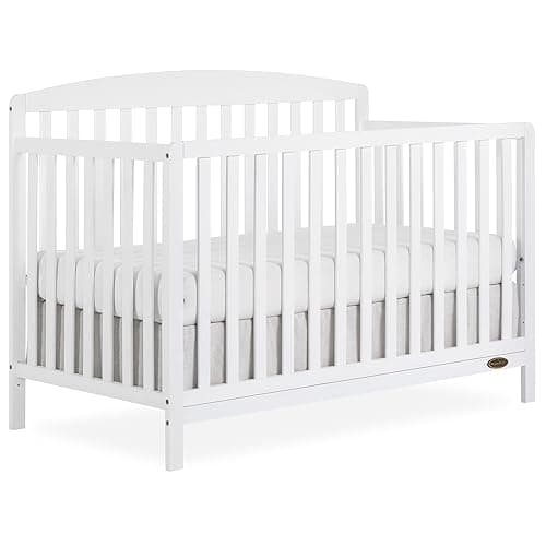 Dream On Me JPMA & Greenguard Gold Certified Odelle 5 in 1 Convertible Crib in White, Built of Sustainable Pinewood, 3 Mattress Height Settings, Non-Toxic Water-Based Paint Finish - White