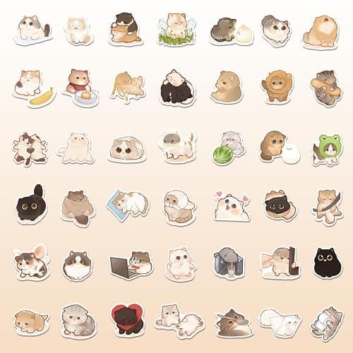 150 Pcs Cute Cat Stickers for Water Bottles, Funny Kitten Stickers, Gift for Teen Birthday Party, Kawaii Cartoon Decal Pack, Waterproof for Laptop,Phone,Skateboard,Bicycle thumbnail 3