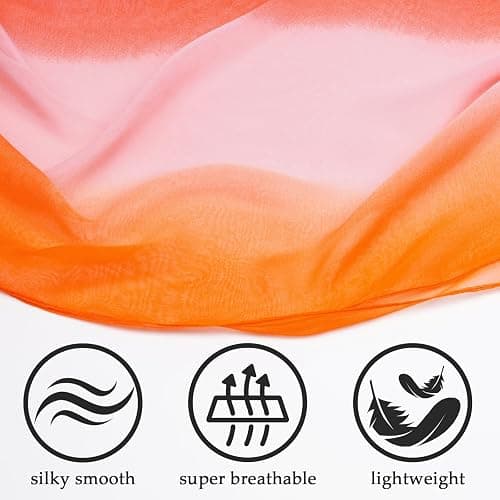 Rbenxia Long Chiffon Scarf Lightweight Sheer Scarf for Women Colorful Shawl for Spring Summer Beach Party Accessories thumbnail 3
