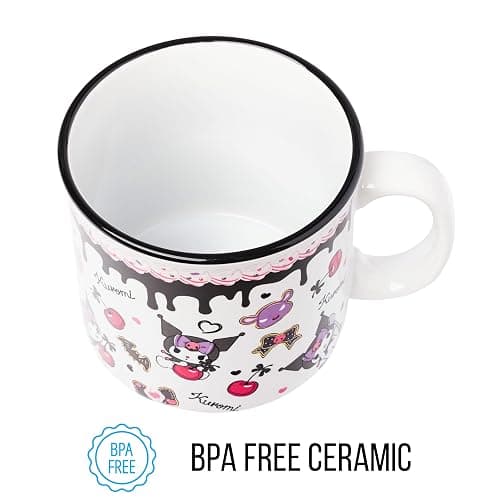 Silver Buffalo Sanrio Hello Kitty and Friends Kuromi Cherries and Black Hearts Ceramic Camper Mug, 20 Ounces thumbnail 7