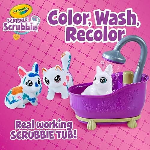 Crayola Scribble Scrubbies Tub Set (4 Pets), Holiday for Kids, Washable Pet Care Toy, Coloring Animal Craft, Stocking Stuffer Toys for Girls & Boys, 3+ thumbnail 6