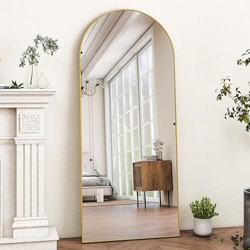 HARRITPURE Arched Full Length Mirror - 21"x56" Full Body Mirror, Extra Large Floor Mirrors Standing Mirror for Bedroom/Living Room/Bathroom,Gold thumbnail 5
