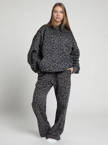Eutten Womens 2 Piece Sweatsuits Fall Outfits Oversized Camo Hoodie Wide Leg Sweatpants Travel Lounge Matching Sweat Sets thumbnail 2