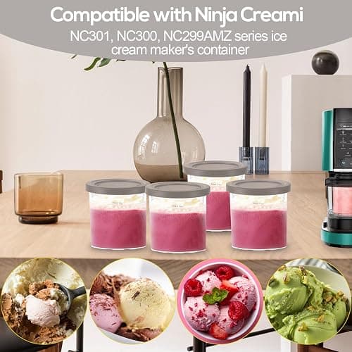 4pcs Lids for Ice Cream Cups, Diameter 4.53in Silicone Round Container Can Cover Accessories Food Storage Lid Replacement Part for Ninja Creami NC301 NC300 NC299AMZ Series Ice Cream Maker(Grey) thumbnail 6