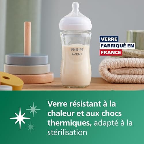 Philips Avent Kit biberons en verre Natural Response pour nouveau-né - 5 biberons, 2 sucettes Ultra Soft 0-6 mois, goupillon, sans BPA (modèle SCD879/11) thumbnail 2