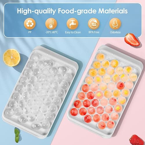 WIBIMEN Ice Cube Tray with Lid and Bin - Round Ice Trays for Freezer with Lid - Ice Cube Trays for Freezer with Ice Container (0.8"-2PACK White) thumbnail 3