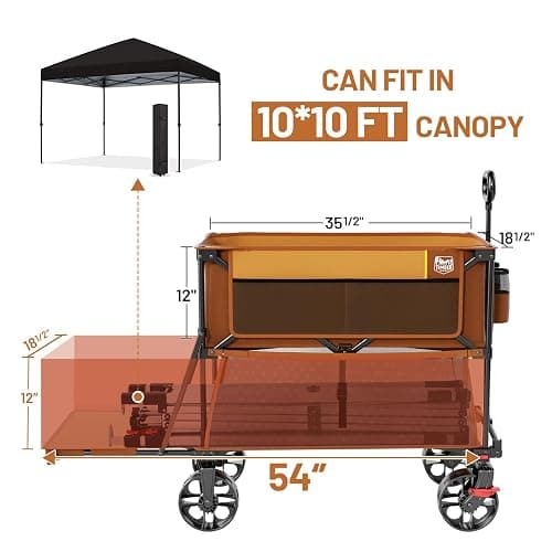TIMBER RIDGE 400L Large Capacity Folding Double Decker Wagon with Brakes, 54" Extra Long Extender Wagon Cart, 450lbs Heavy Duty Collapsible Cart, All-Terrain Big Wheels for Camping, Sports, Shopping thumbnail 2