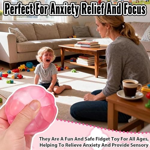 Ice Cube Squishy Fidget Toy, Standard Size 1.96 in Stress Ball for Adults and Kids, Puffwize Soft Textured Sensory Toy with Irregular Shape for Anxiety Relief and Improving Focus(Pink) thumbnail 6
