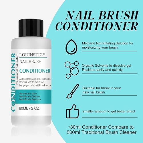 LOUINSTIC Nail Art Brush Cleaner 2 oz - Nail Brush Cleaner and Conditioner for Solid Gel Polish/Nail Extension Gel/Acrylic Nail Brushes, Quickly and Easily Acrylic Nail Brush Cleaner and Restorer thumbnail 4