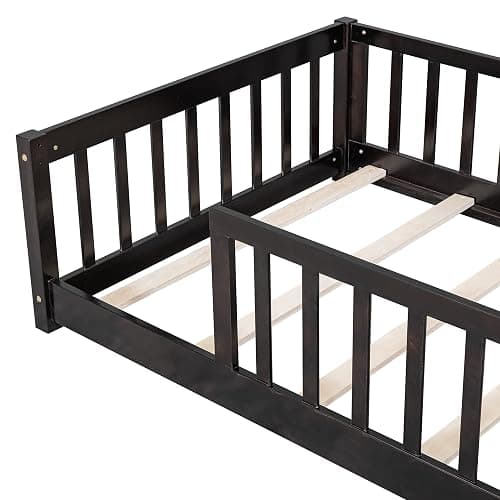 Twin Size Kids Montessori Floor Bed (Walnut) thumbnail 9