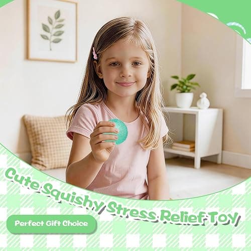 Textured Squishy Stress Ball 6cm/2.36in for Kids Ages 3+ & Adults, Sensory Squeeze Toy, Birthday Party Favor, Easter Basket Stuffer & Goodie Bag Filler(Green) thumbnail 2