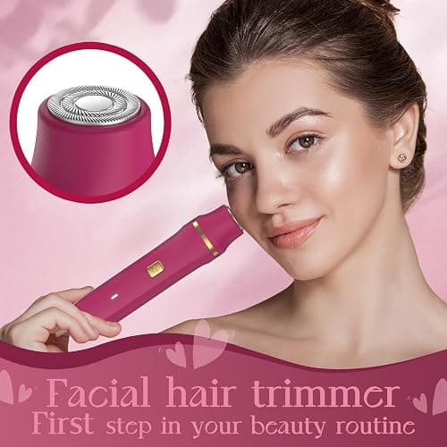 Risina Bikini Razor for Women Men - Electric Waterproof Shaver Trimmer Hair Removal Groomer with Ceramic Blade Hypoallergenic USB Rechargeable Dock Wet Dry Body Facial Painless - Berry Red thumbnail 4