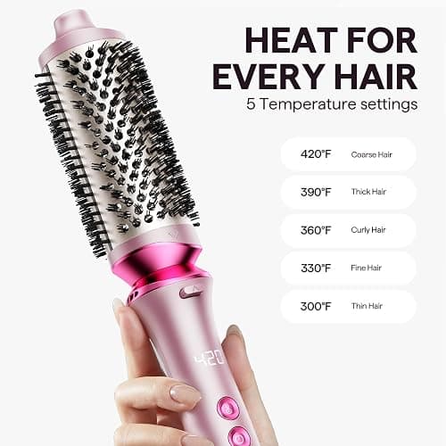 Wavytalk Thermal Brush Set Heatwave Pro 3 Size Ionic Heated Round Brush | Detachable Brush Head for Short to Long Hair, Bilateral Negative Ions for Frizz-Free Shiny Blowout, Pink thumbnail 6