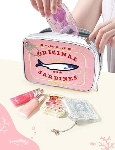 Cessfle Canned Sardines Makeup Bag, Funny Sardine Tin Fish Cosmetic Bag, Creative Cute Makeup Bag Kawaii Pencil Case Pouch, Coquette Make up Pouch for Women thumbnail 6