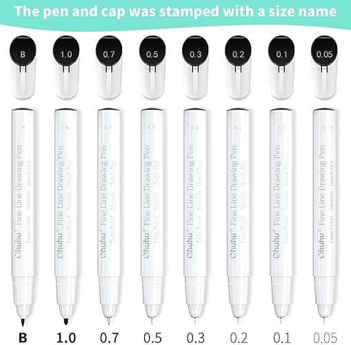 Ohuhu Fineliner Pens Micro Drawing Pens: 8-size Tips (Ultra-fine, Fine & Brush) Waterproof Pigment Black Ink for Illustration Drawing Journaling Sketching for Artist Beginners thumbnail 6