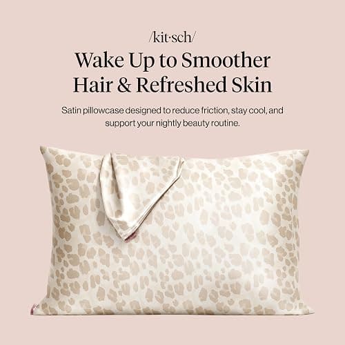 Kitsch Satin Pillowcase with Zipper for Hair & Skin - Softer Than Silk Pillow Cases, Smooth Cooling Satin Pillow Case, Wrinkle-Free, Machine Washable - Pillow Cases Standard Size 19x26 - Leopard thumbnail 3
