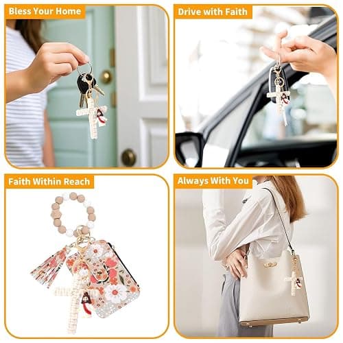 LITTLE JESUS Cute Cross Keychain with Jesus for Women， Christian Faith Keychain for Car Keys/Wristlet/Bag/Backpack/Purse thumbnail 2